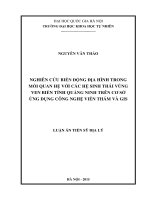 Luận án tiến sĩ địa lý: Nghiên cứu biến động địa hình trong mối quan hệ với các hệ sinh thái vùng ven biển tỉnh Quảng Ninh trên cơ sở ứng dụng công nghệ viễn thám và GIS
