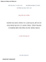 đánh giá khả năng tự làm sạch đề xuất giải pháp quản lý khắc phục tình trạng ô nhiễm môi trường nước sông nhuệ