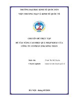 Chuyên đề thực tập: Nâng cao hiệu quả nhập khẩu phân bón của Công ty Cổ phần XNK Sóng Thần