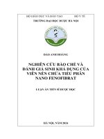 Nghiên cứu bào chế và Đánh giá sinh khả dụng viên nén chứa tiểu phân nano fenofibrat