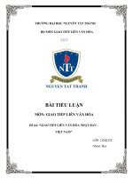 TIỂU LUẬN MÔN GIAO TIẾP LIÊN VĂN HÓA Đề tài GIAO TIẾP LIÊN VĂN HÓA NHẬT BẢN - VIỆT NAM