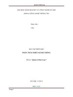 bài tập môn học phân tích thiết kế hệ thống đề tài quản lý khách sạn