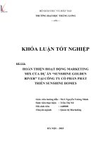 hoàn thiện hoạt động marketing mix của dự án sunshine golden river tại công ty cổ phần phát triển sunshine homes