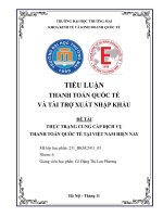 tiểu luận thanh toán quốc tế và tài trợ xuất nhập khẩu đề tài thực trạng cung cấp dịch vụ thanh toán quốc tế tại việt nam hiện nay