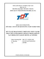 kế hoạch phát triển bản thân tại bộ phận tiền sảnh front office trong khách sạn sheraton saigon hotel towers