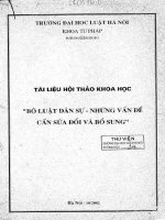 Kỷ yếu hội thảo khoa học: Bộ luật Dân sự - Những vấn đề cần sửa đổi và bổ sung