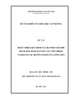 Đề tài nghiên cứu khoa học cấp Trường: Hoàn thiện quy định của Bộ luật Tố tụng hình sự năm 2003 nhằm bảo đảm nguyên tắc tôn trọng và bảo vệ các quyền cơ bản của công dân