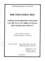 Kỷ yếu hội thảo khoa học: Nghị quyết Đại hội Đảng toàn quốc lần thứ XI và các nhiệm vụ đặt ra đối với khoa học pháp lý