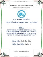 tiểu luận phân tích làm rõ tính đúng đắn của khẳng định độc lập dân tộc gắn liền với chủ nghĩa xã hội là sự lựa chọn duy nhất đúng của cách mạng việt nam