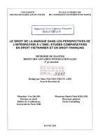 Luận án nghiên cứu: Le droit de la marque dans les respectives de l''intégration à l''OMC: Etudes comparatives en droit vietnamien et en droit français