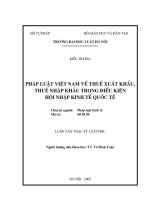 Luận văn thạc sĩ Luật học: Pháp luật Việt Nam về thuế xuất khẩu, thuế nhập khẩu trong điều kiện hội nhập kinh tế quốc tế