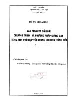 Đề tài nghiên cứu khoa học cấp Trường: Xây dựng và đổi mới chương trình và phương pháp giảng dạy tiếng anh phù hợp với khung chương trình mới