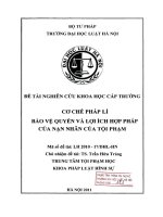 Đề tài nghiên cứu khoa học cấp Trường: Cơ chế pháp lí bảo vệ quyền và lợi ích hợp pháp của nạn nhân của tội phạm