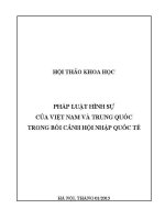 Kỷ yếu hội thảo khoa học: Pháp luật hình sự của Việt Nam và Trung Quốc trong bối cảnh hội nhập quốc tế