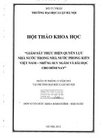 Kỷ yếu hội thảo khoa học: Giám sát thực hiện quyền lực nhà nước trong nhà nước phong kiến Việt Nam - Những suy ngẫm và bài học cho hôm nay
