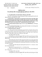 THÔNG BÁO CÁC PHƯƠNG THỨC XÉT TUYỂN ĐẠI HỌC CHÍNH QUY NĂM 2024