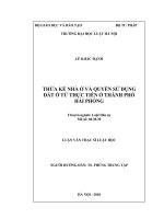 Luận văn thạc sĩ luật học: Thừa kế nhà ở và quyền sử dụng đất ở từ thực tiễn ở thành phố Hải Phòng