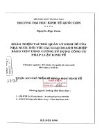 Luận án phó tiến sĩ khoa học kinh tế: Hoàn thiện vai trò quản lý kinh tế của nhà nước đối với các loại doanh nghiệp bằng việc tăng cường sử dụng công cụ pháp luật kinh tế