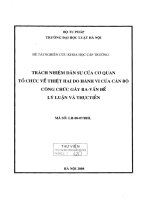 Đề tài nghiên cứu khoa học cấp Trường: Trách nhiệm dân sự của cơ quan tổ chức về thiệt hại do hành vi của cán bộ công chức gây ra - Vấn đề lý luận và thực tiễn