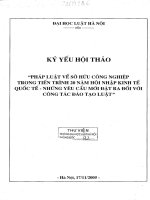 Kỷ yếu hội thảo khoa học: Pháp luật về sở hữu công nghiệp trong tiến trình hai mươi năm hội nhập kinh tế quốc tế - Những yêu cầu mới đặt ra đối với công tác đào tạo luật