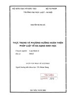 Luận văn thạc sĩ Luật học: Thực trạng và phương hướng hoàn thiện pháp luật về đa dạng sinh học