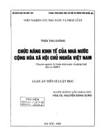 Luận án tiến sĩ luật học: Chức năng kinh tế của Nhà nước Cộng hoà xã hội chủ nghĩa Việt Nam