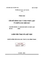 Luận văn thạc sĩ Luật học: Vấn đề nâng cao ý thức pháp luật ở Campuchia hiện nay