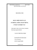 Luận án tiến sĩ luật học: Hoàn thiện pháp luật về phòng, chống tham nhũng ở Việt Nam hiện nay