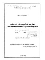 Luận án tiến sĩ luật học: Hoàn thiện pháp luật về các loại hình công ty trong nền kinh tế thị trường ở Việt Nam
