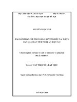 Luận văn thạc sĩ luật học: Bảo đảm pháp chế trong giải quyết khiếu nại tại UBND tỉnh Nghệ An hiện nay