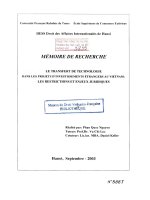Luận án nghiên cứu: Le transfert de technologie dans les projets d''investissements étrangers au Vietnam : Les restrictions et enjeux juridiques