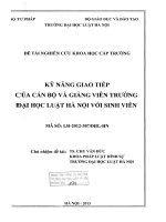 Đề tài nghiên cứu khoa học cấp Trường: Kỹ năng giao tiếp của cán bộ và giảng viên Trường Đại học Luật Hà Nội với sinh viên