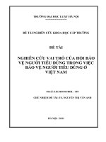Đề tài nghiên cứu khoa học cấp Trường: Nghiên cứu vai trò của Hội Bảo vệ người tiêu dùng trong việc bảo vệ người tiêu dùng ở Việt Nam