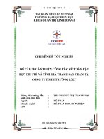 Thực tập tốt nghiệp  - KẾ TOÁN DOANH NGHIỆP   - đề tài -  Hoàn thiện công tác kế toán tập hợp chi phí và tính giá thành sản phẩmtại Công ty TNHH Trường Lộc