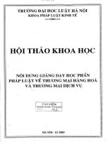 Kỷ yếu hội thảo khoa học: Nội dung giảng dạy học phần pháp luật về thương mại hàng hoá và thương mại dịch vụ