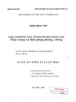 Luận án tiến sĩ luật học: Tội làm hàng giả, tội buôn bán hàng giả - Thực trạng và biện pháp phòng, chống