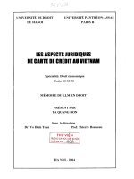 Luận án tiến sĩ luật học: Les aspects juridiques de carte de crédit au Vietnam