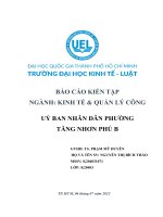 báo cáo kiến tập ngành kinh tế quản lý công uỷ ban nhân dân phường tăng nhơn phú b