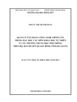 luận văn quản lý ứng dụng công nghệ thông tin trong dạy học các môn khoa học tự nhiên ở các trường trung học phổ thông trên địa bàn huyện quang bình tỉnh hà giang