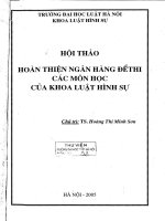 Kỷ yếu hội thảo khoa học: Hoàn thiện ngân hàng đề thi các môn học của khoa luật hình sự
