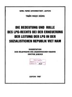 Luận văn thạc sĩ luật học: Die bedeutung und rolle des lpg-rechts bei der erneuerung der leitung der lpg in der Sozialistichen Republik of Vietnam