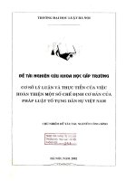 Đề tài nghiên cứu khoa học cấp Trường: Cơ sở lý luận và thực tiễn của việc hoàn thiện một số chế định cơ bản của pháp luật tố tụng dân sự Việt Nam