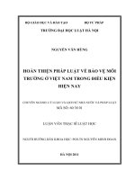 Luận văn thạc sĩ luật học: Hoàn thiện pháp luật về bảo vệ môi trường ở Việt Nam trong điều kiện hiện nay