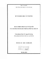 Đề tài nghiên cứu khoa học cấp Trường: Hoàn thiện pháp luật về quyền của người sử dụng đất trong lĩnh vực đầu tư