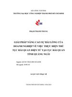 giải pháp nâng cao sự hài lòng của doanh nghiệp về việc thực hiện thủ tục hải quan điện tử tại cục hải quan tỉnh quảng ngãi luận văn thạc sĩ chuyên ngành quản trị kinh doanh