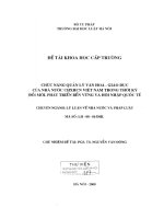 Đề tài nghiên cứu khoa học cấp Trường: Chức năng quản lý văn hoá - giáo dục của nhà nước CHXHCN Việt Nam trong thời kỳ đổi mới, phát triển bền vững và hội nhập quốc tế