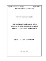 Luận văn thạc sĩ luật học: Pháp luật điều chỉnh hợp đồng nhượng quyền thương mại - Thực trạng và giải pháp hoàn thiện