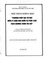 Kỷ yếu hội thảo khoa học: Phương pháp dạy và học môn lý luận nhà nước và pháp luật theo chương trình tín chỉ
