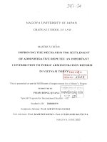 Luận văn thạc sĩ luật học: Improving the mechanism for settlement of administrative disputes: an important contribution to public administration reform in Vietnam today