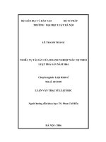 Luận văn thạc sĩ luật học: Nghĩa vụ tài sản của doanh nghiệp mắc nợ theo Luật Phá sản năm 2004